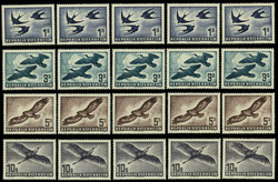 Flugpost 1953, 5 kpl. postfrische Luxusserien. Mi. 1.600,-€